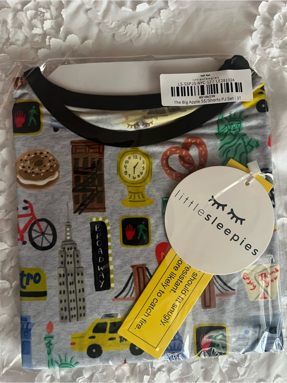 Little Sleepies Gray Kids Pajama Set with Multicolor NYC Icons